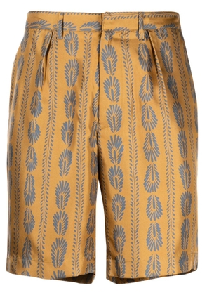 Bally feather-pattern silk bermuda shorts - Brown