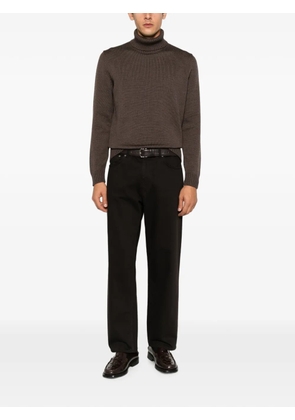 Zanone roll-neck ribbed-trim sweater - Brown