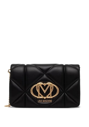 Love Moschino quilted logo-plaque shoulder bag - Black