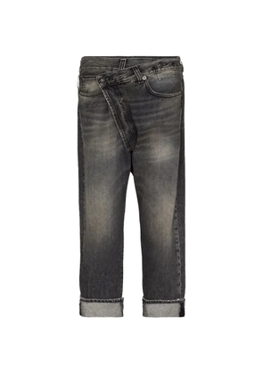 R13 crossover-waist turned-up jeans - Black