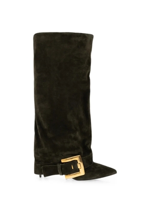 Balmain Anthem buckle-detail suede boots - Green