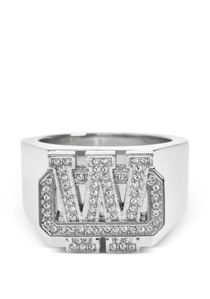 Off-White crystal-embellished signet ring - Silver