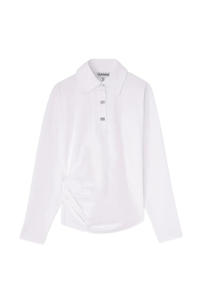 GANNI polo shirt in white jersey