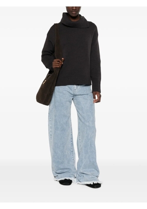 anne claire roll-neck ribbed-trim wool sweater - Brown