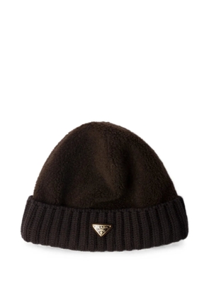 Prada fleece and wool beanie - Brown