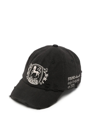 FOUND distressed-effect embroidered baseball cap - Black
