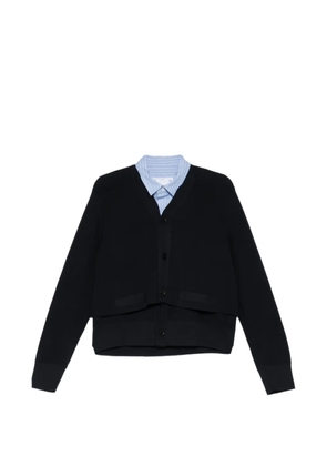 sacai layered-design V-neck cardigan - Black
