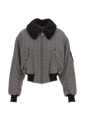 Stella McCartney houndstooth-check faux-fur collar jacket - Grey