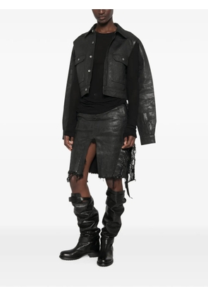 Rick Owens DRKSHDW cape-sleeve cropped denim jacket - Black