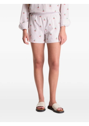 MC2 Saint Barth Meave cherry-embroidered seersucker shorts - Neutrals