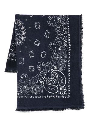 kujten Hachiko paisley-pattern fringed scarf - Blue