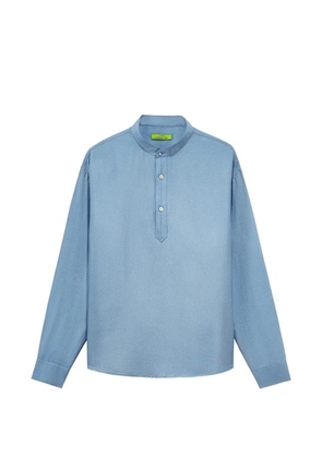 Shanghai Tang herringbone-weave silk shirt - Blue