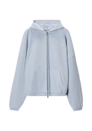 Alexander Wang hotfix-embellished zip-up hoodie - Blue