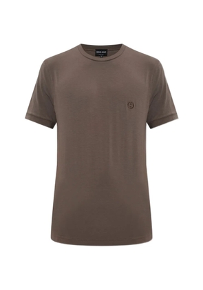 Giorgio Armani embroidered-logo T-shirt - Brown