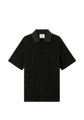 Casablanca monogram-appliqué polo shirt - Black