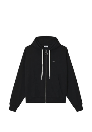 Off-White logo-print zip-up hoodie - Black