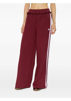 adidas ruffle-trim side-stripe track pants - Red