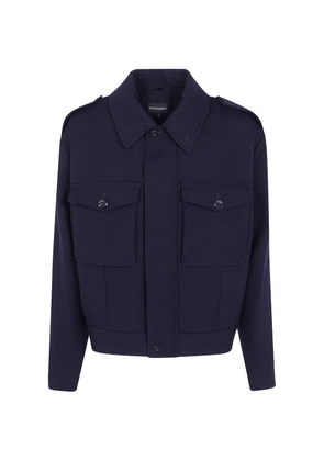 Emporio Armani button-up wool jacket - Blue