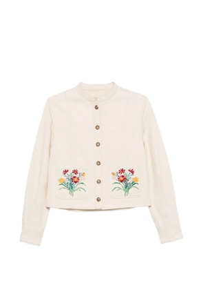 Valentino Garavani floral-embroidered jacket - Neutrals