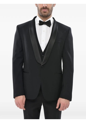 Corneliani satin shawl-lapel blazer and waistcoat set - Black