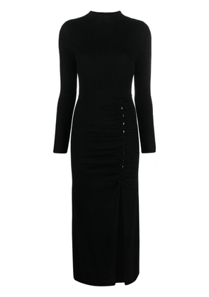 SANDRO gathered knitted maxi dress - Black