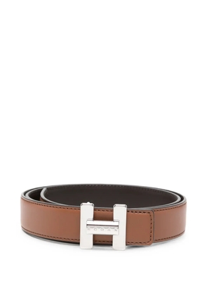 Hogan logo-buckle leather belt - Brown