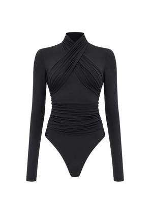 WARDROBE.NYC ruched crossover bodysuit - Black
