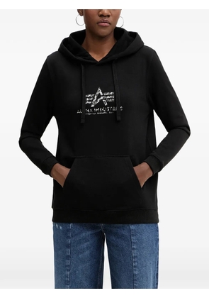 Alpha Industries logo-print drawstring hoodie - Black