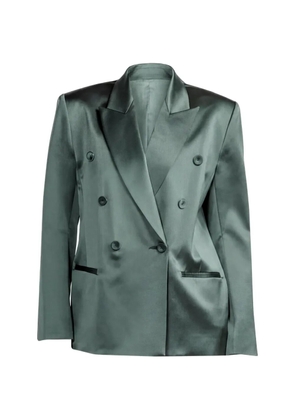 The Sei double-breasted satin blazer - Green