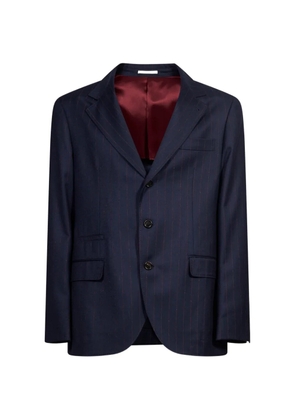 Brunello Cucinelli pinstriped single-breasted blazer - Blue