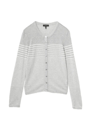 rag & bone striped pointelle-knit cardigan - Grey