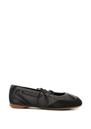 Diesel lace-up panelled ballet flats - Black