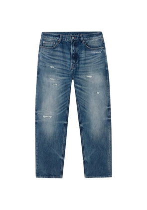 Off-White distressed whiskered straight-leg jeans - Blue