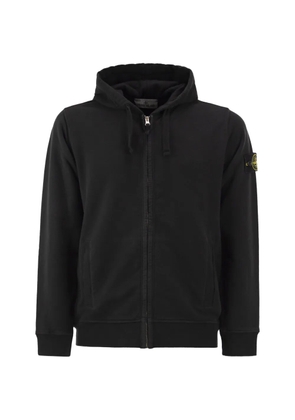 Stone Island logo-patch zip-up hoodie - Black