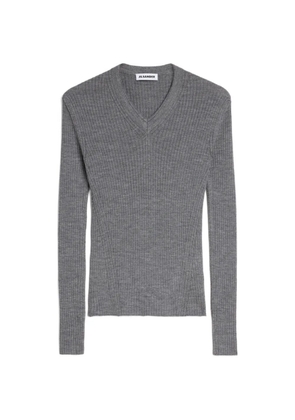 Jil Sander ribbed-knit V-neck sweater - Grey