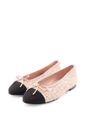 CHANEL Pre-Owned 1986-1988 cap-toe tweed ballet flats - Pink