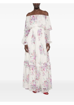Raquel Diniz Marisol floral-print ruffled maxi dress - White