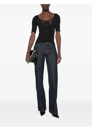 Saint Laurent lace-trim ribbed top - Black