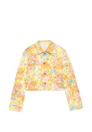 Versace floral-print cropped jacket - Yellow