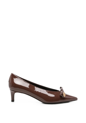 Roberto Festa bow-detail patent-finish leather heeled pumps - Brown