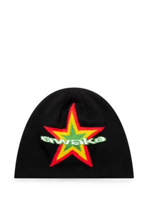 Awake NY star-intarsia logo-tag beanie hat - Black