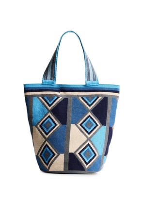 JW Anderson Wayuu geometric-pattern shoulder bag - Blue