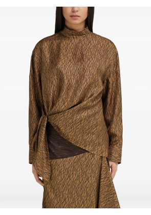 Ferragamo silk shirt with side knot - Brown