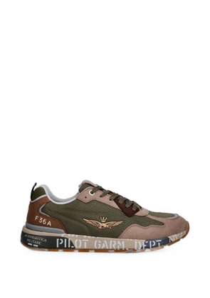 Aeronautica Militare logo-embroidered panelled sneakers - Green