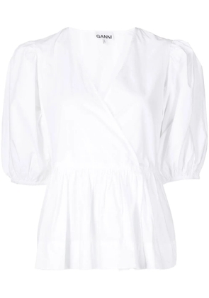 GANNI organic cotton wrap blouse - White