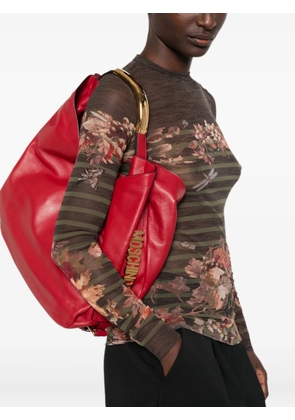 Moschino Handle Me logo-plaque leather tote bag - Red