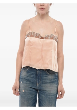 BODE lace-trim satin top - Pink