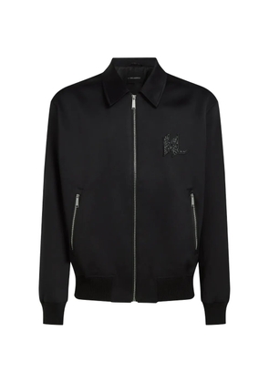 Karl Lagerfeld monogram satin bomber jacket - Black