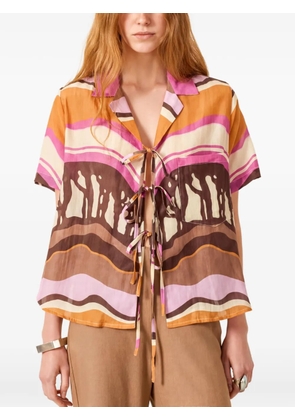 Alix of Bohemia abstract-print tie-fastening shirt - Brown