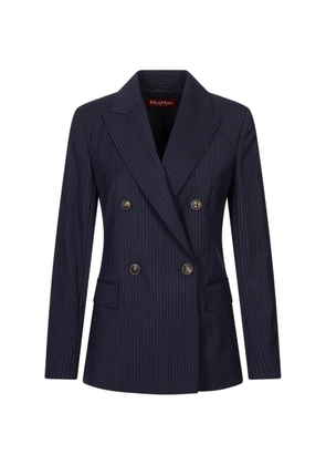 Max Mara plain-weave wool double-breasted jacket - navy - Blue